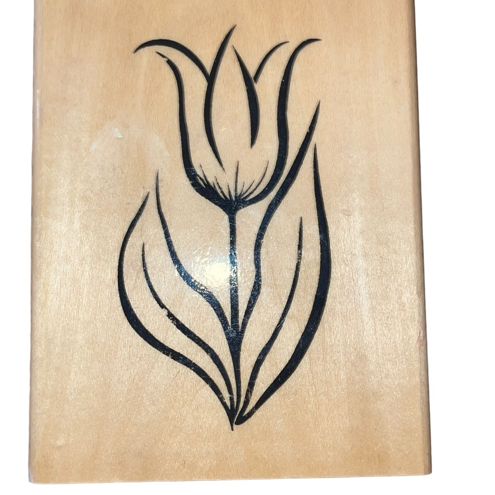 Anita's Brand Single Tulip Flower 4 1/2"x3 1/2" Rubber Stamp